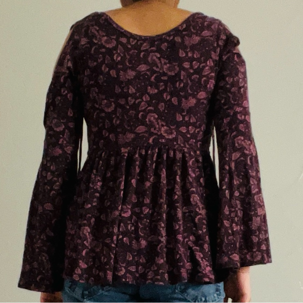Size XS American Eagle Outfitters Purple Floral Blouse - Picture 3 of 7